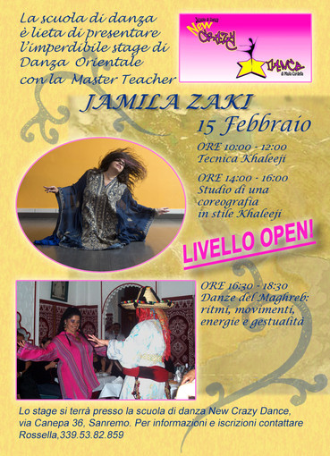 Sanremo: iscrizioni aperte al seminario di danze folcloristiche presso la scuola "New Crazy Dance" Sanremo: iscrizioni aperte al seminario di danze folcloristiche presso la scuola "New Crazy Dance"