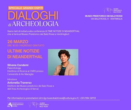 Ventimiglia, “Ultime notizie sui Neanderthal”: Silvana Condemi ospite all’Area Archeologica dei Balzi Rossi