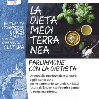 Imperia: sabato prossimo alla Sala Punto di Incontro Coop incontro sulla dieta mediterranea con Federica Leuzzi Imperia: sabato prossimo alla Sala Punto di Incontro Coop incontro sulla dieta mediterranea con Federica Leuzzi