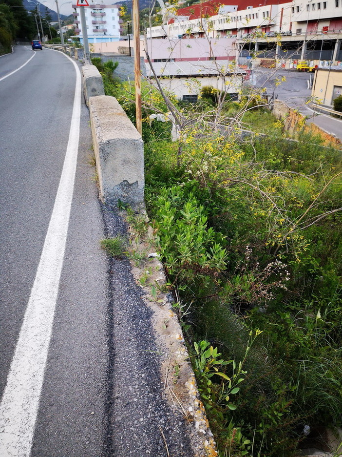 Sanremo: mancanza di protezione a lato della strada in valle Armea, la segnalazione con foto di una lettrice
