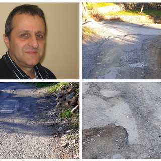 Buche e voragini sulla strada per Panegai a Imperia. Stefano Sciandra: “Perfino con una mountain bike è difficile percorrerla” (foto)