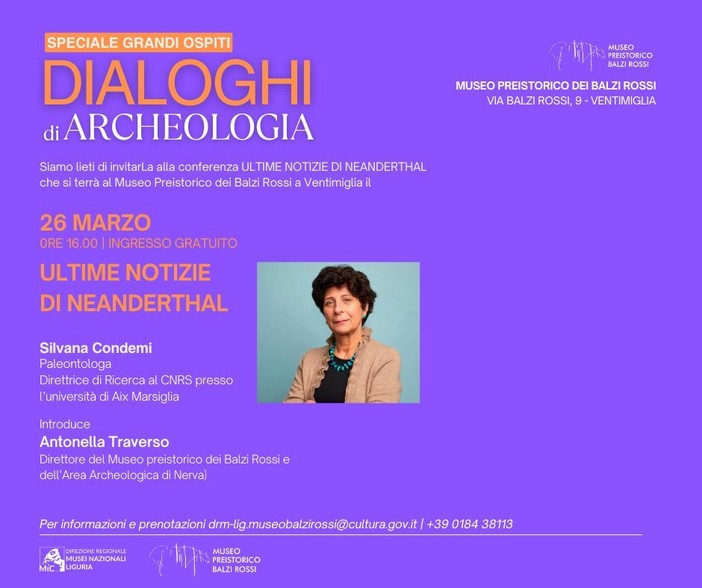 Ventimiglia, “Ultime notizie sui Neanderthal”: Silvana Condemi ospite all’Area Archeologica dei Balzi Rossi