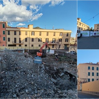 Ventimiglia, lavori di riqualificazione al Borgo: demolito l'ex Aci (Foto e video)