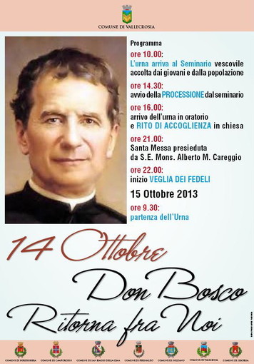 Vallecrosia: il 14 ottobre arriva l'urna di Don Bosco, ecco il programma delle celebrazioni