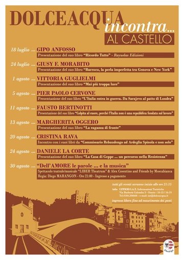 Dolceacqua: al via questa sera gli incontri culturali nella Sala di Vetro del Castello dei Doria
