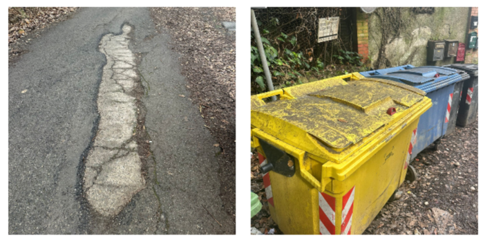 SìAmo Camporosso: "Strade dissestate e bidoni dei rifiuti in condizioni indecorose, via Sant’Anna nel degrado" (Foto)