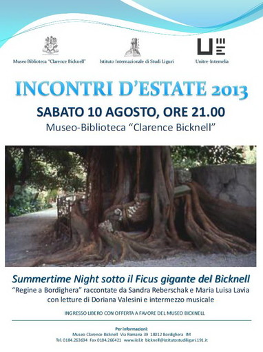 Bordighera: sabato prossimo, appuntamento sotto il ficus del Museo Clarence Bicknell