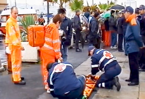 Sanremo 2002: incendio a bordo con feriti. Esercitazione VV.F e Capitaneria di Porto