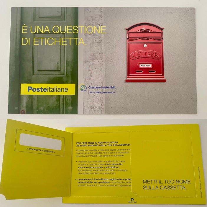 Anche in provincia di Imperia arriva l'inziativa di Poste Italiane “Etichetta la cassetta” Anche in provincia di Imperia arriva l'inziativa di Poste Italiane “Etichetta la cassetta”