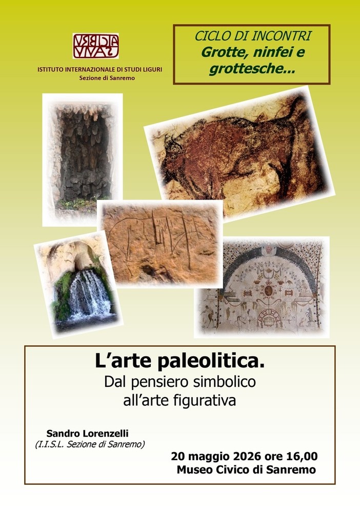 Sanremo, il museo civico di Palazzo Nota ospita l'incontro culturale “L’arte paleolitica. Dal pensiero simbolico all’arte figurativa”