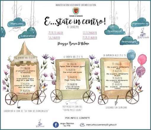 Sanremo: al via il secondo weekend per "E...state in centro" con mercatini e spettacoli Sanremo: al via il secondo weekend per "E...state in centro" con mercatini e spettacoli