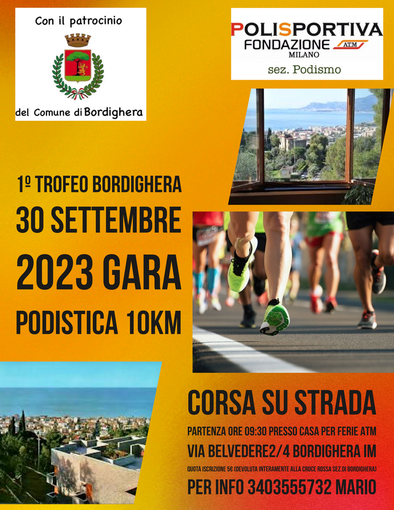 Bordighera: gara podistica di beneficenza di 10 km a favore della Croce Rossa locale Bordighera: gara podistica di beneficenza di 10 km a favore della Croce Rossa locale