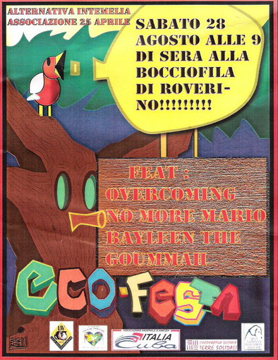 Ventimiglia: Ecologia in festa di scena alla Bocciofila di Roverino con musica, cibo biologico, bancarelle Ventimiglia: Ecologia in festa di scena alla Bocciofila di Roverino con musica, cibo biologico, bancarelle