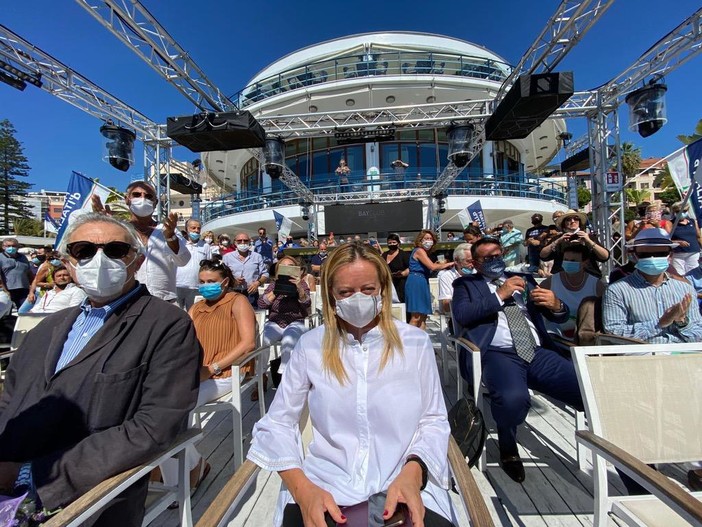 Elezioni regionali: Giorgia Meloni da Sanremo lancia la campagna dei candidati della provincia di Imperia "Puntiamo a ruolo crescente nella prossima giunta Toti"