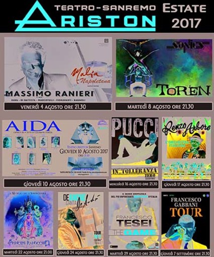 Sanremo: tutti gli appuntamenti messi in campo dal Teatro Ariston per il mese di agosto