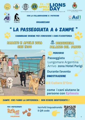 Lions Day a Bordighera: “Passeggiata a 6 zampe”. Lions Day a Bordighera: “Passeggiata a 6 zampe”.