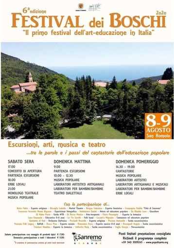 Sanremo: l'8 e il 9 agosto tornerà il Festival dei Boschi, il tema sarà “Ponti di terra e di mani”