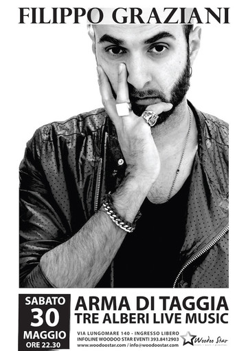Taggia: Filippo Graziani sabato sarà in concerto al Tre Alberi di Arma