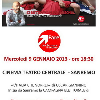 Sanremo: parte dalla città dei fiori la campagna elettorale di Oscar Giannino, domani l'incontro pubblico