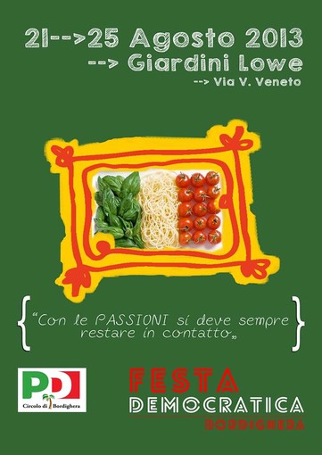 Bordighera: dal 21 al 25 agosto torna la Festa Democratica, cinque giorni di eventi ai giardini Lowe