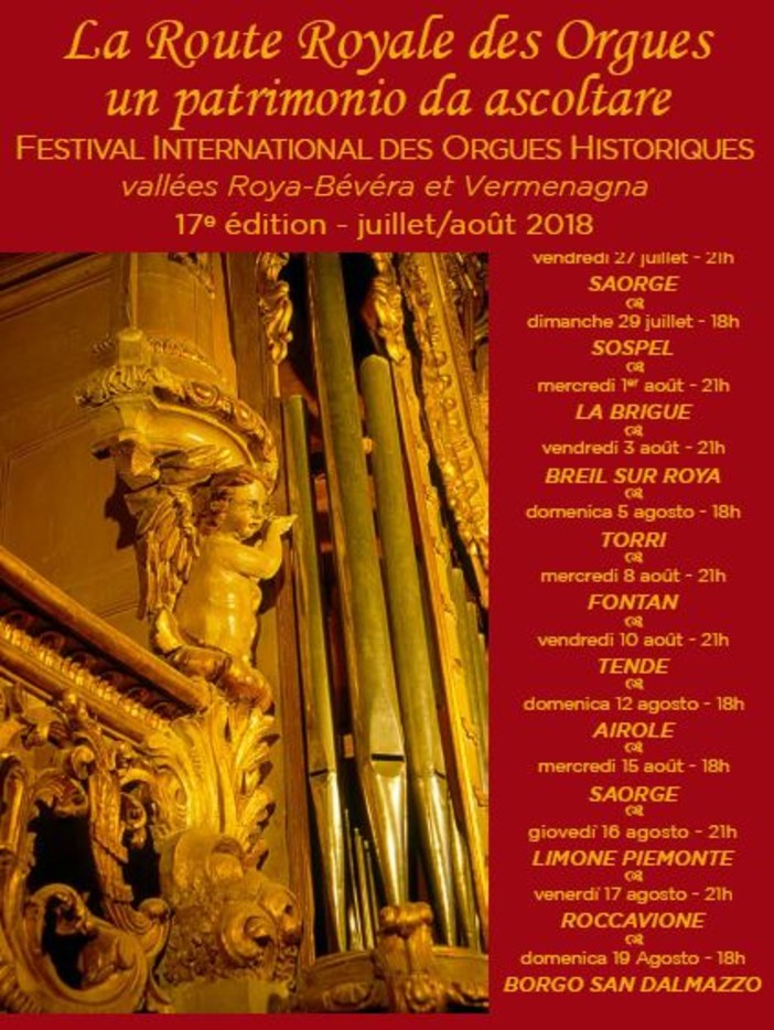 Al via la 17ma edizione del Festival Internazionale Organi Storici della Valle Roya/Bevera e Vermenagna