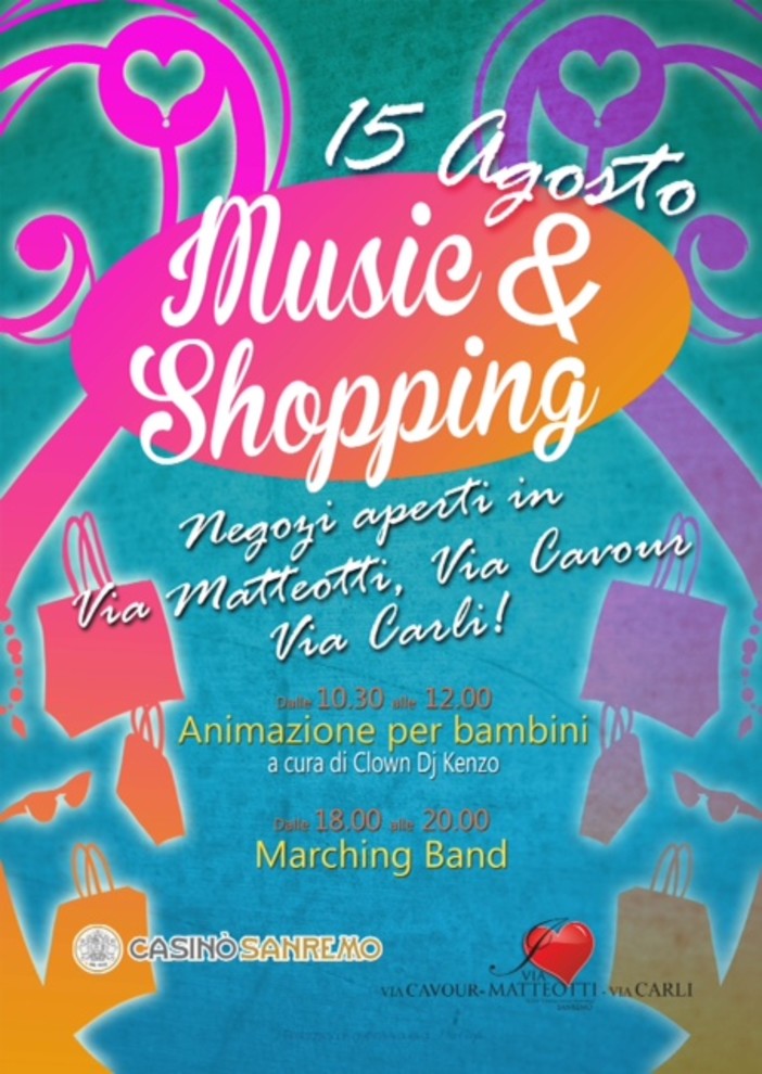 Sanremo: a Ferragosto anche una 'Marching band' nel centro della città per una giornata all'insegna dello shopping e del divertimento Sanremo: a Ferragosto anche una 'Marching band' nel centro della città per una giornata all'insegna dello shopping e del divertimento