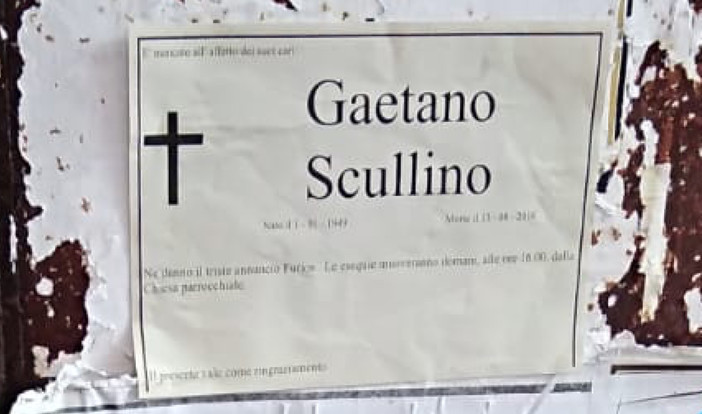Ventimiglia: manifesto funebre annuncia la morte di Gaetano Scullino, ma è ovviamente finto, indagini in corso