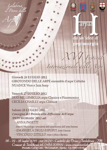 Isolabona: dal 26 al 28 luglio il Festival Internazionale delle Arpe