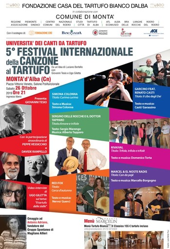 A Montà (CN)  sabato 26 Ottobre la V edizione del Festival della Canzone al Tartufo.