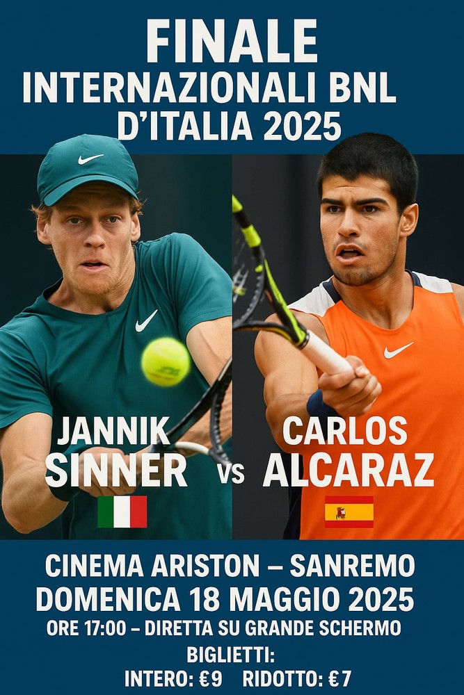 Sanremo, grande tennis al Cinema Ariston: in diretta la finale Sinner-Alcaraz degli Internazionali d’Italia Sanremo, grande tennis al Cinema Ariston: in diretta la finale Sinner-Alcaraz degli Internazionali d’Italia