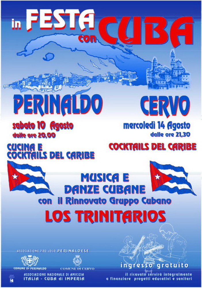 Sabato 10 agosto in festa con Cuba a Perinaldo Sabato 10 agosto in festa con Cuba a Perinaldo