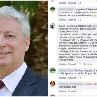 Bordighera: “Non ho le raccomandazioni necessarie per far parte della Giunta”. Il Presidente Farotto critica l’Amministrazione a mezzo social, ma poi cancella il commento (Foto) Bordighera: “Non ho le raccomandazioni necessarie per far parte della Giunta”. Il Presidente Farotto critica l’Amministrazione a mezzo social, ma poi cancella il commento (Foto)