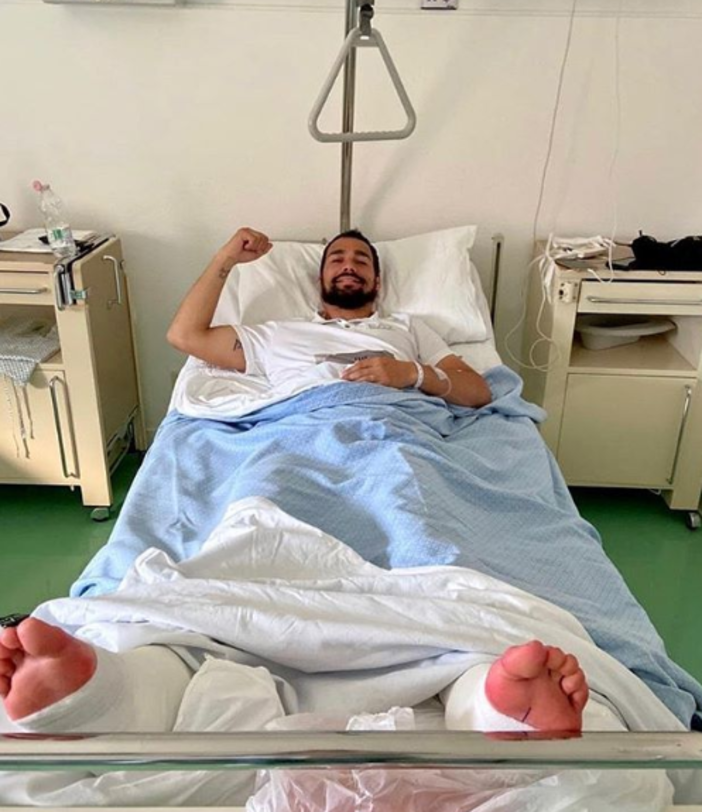 Fabio Fognini dopo l'operazione (foto Instagram)