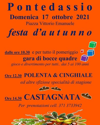 Domenica festa d'autunno a Pontedassio con bocce quadrate e castagne