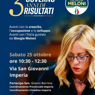 FdI celebra tre anni di Governo Meloni: gazebo informativi a Imperia e Sanremo