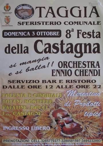 Taggia: domenica prossima allo sferisterio la 'Festa della Castagna'