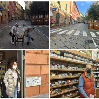 Imperia, ‘mercato fantasma’ in via Cascione: i commercianti si sentono isolati e fanno colazione in mezzo alla strada (foto)