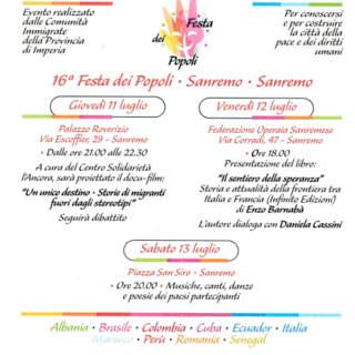 Sanremo, domani inizia la festa dei popoli: ecco il programma