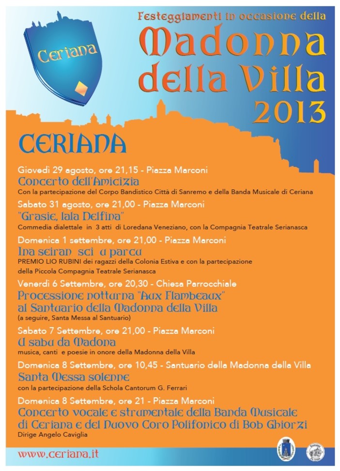 Ceriana: tutto pronto in vista di domenica per la tradizionale 'Festa della Madonna della Villa" Ceriana: tutto pronto in vista di domenica per la tradizionale 'Festa della Madonna della Villa"