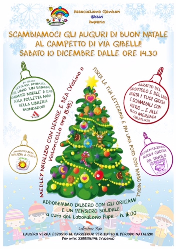Imperia: sabato festa di natale al campetto di via Gibelli con l'associazione Genitori @ttivi