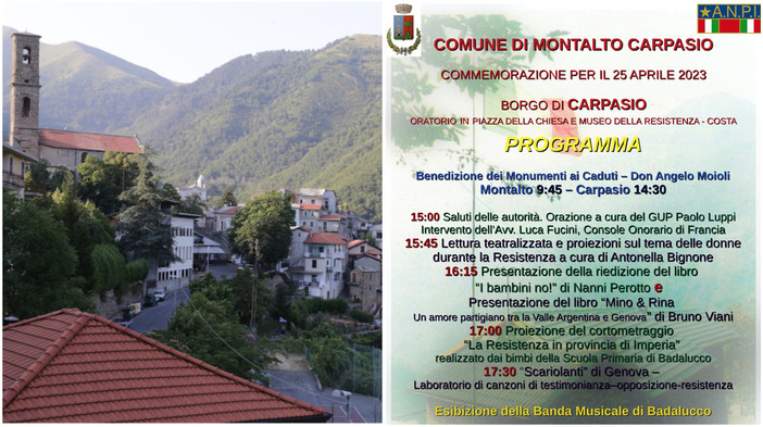25 Aprile, Festa della Liberazione a Montalto Carpasio tra testimonianze, libri, cortometraggi e musica 25 Aprile, Festa della Liberazione a Montalto Carpasio tra testimonianze, libri, cortometraggi e musica