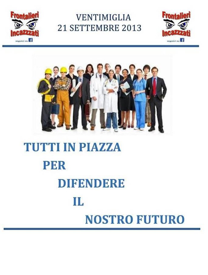 Ventimiglia: il 21 settembre corteo in città dei 'Frontalieri Incazzzati' Ventimiglia: il 21 settembre corteo in città dei 'Frontalieri Incazzzati'