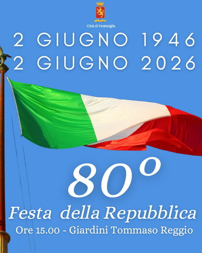 Ventimiglia celebra l’80° anniversario della Repubblica: cerimonia il 2 giugno ai giardini Tommaso Reggio Ventimiglia celebra l’80° anniversario della Repubblica: cerimonia il 2 giugno ai giardini Tommaso Reggio