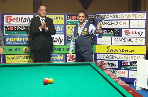 Sanremo: “Festival del Biliardo” al Casinò, la tappa va ad uno straordinario Andrea Quarta