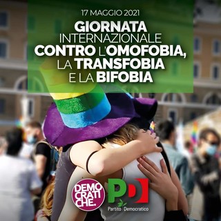 Giornata internazionale contro l'omobitransfobia, il Pd Sanremo: "Ci auguriamo sia l'ultima senza una legge che tuteli dalla violenza"