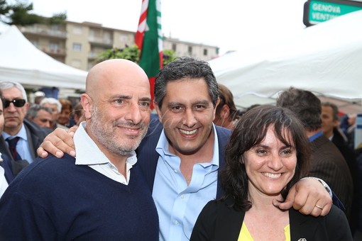 Da sinistra, Gianni Berrino, Giovanni Toti e Sonia Viale
