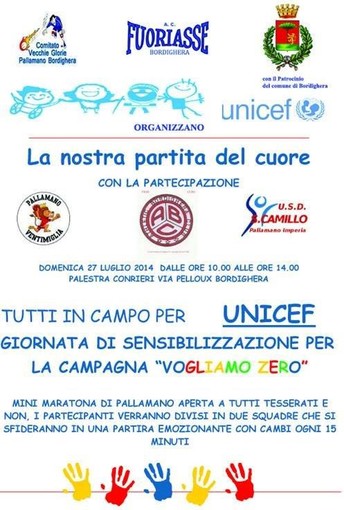 Pallamano: domani alla Conrieri di Bordighera, Mini-Maratona a favore dell’Unicef