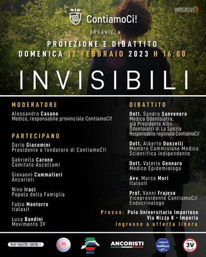 Imperia: domenica prossima al Polo Universitario, proiezione del film Invisibili del regista Paolo Cassina Imperia: domenica prossima al Polo Universitario, proiezione del film Invisibili del regista Paolo Cassina