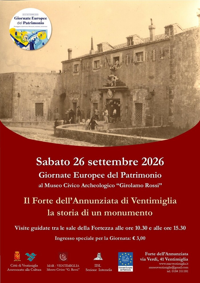 Ventimiglia, il Museo Civico Archeologico "Girolamo Rossi" partecipa alle "Giornate Europee del Patrimonio" 2026 Ventimiglia, il Museo Civico Archeologico "Girolamo Rossi" partecipa alle "Giornate Europee del Patrimonio" 2026