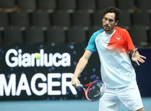 Il tennista sanremese Giankuca Mager in azione Il tennista sanremese Giankuca Mager in azione